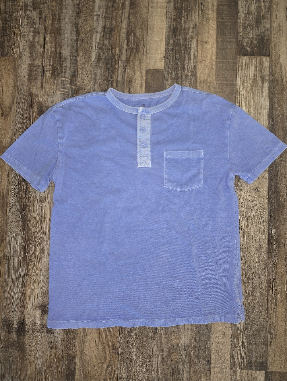 Boys Gap Blue Short-Sleeve Henley Pocket Shirt Size: XL (12)